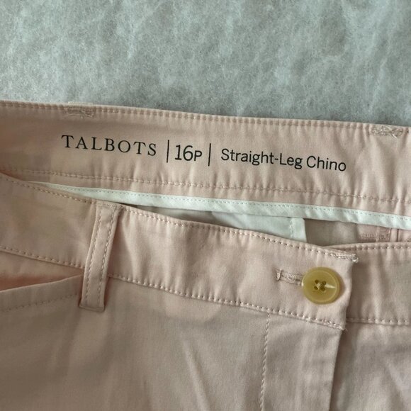 Talbots Womens Light Pink High Rise Flat Front Straight Leg Chino Pants Size 16P - Picture 3 of 9